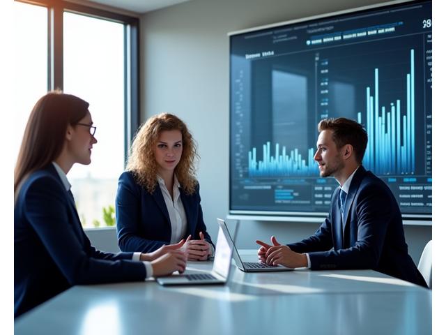 Profesionales discutiendo en una oficina moderna